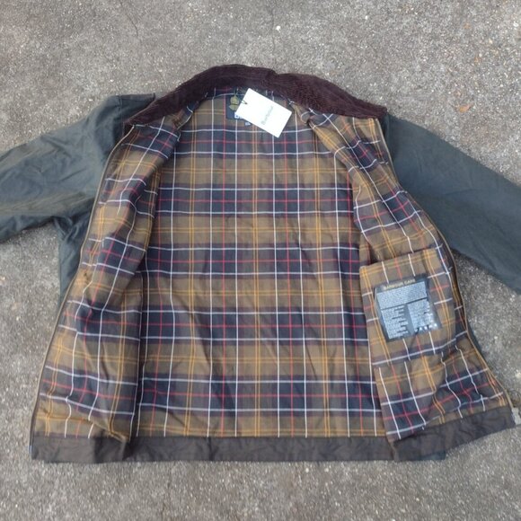 Barbour Imp Wax Jacket XXL Sage Green Tartan Lined Cotton Coat NWT - Picture 6 of 7